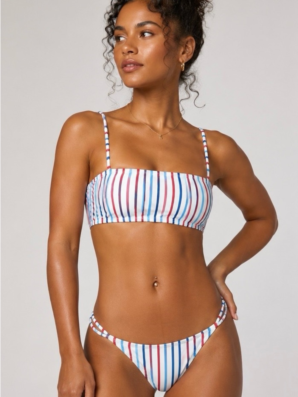Wild Fable Striped Red & Blue Women's 3-Piece Bikini Set Size S/M - Picture 3 of 13